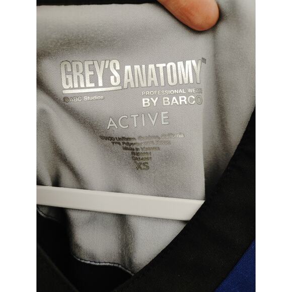 Grey's Anatomy by Barco Active Scrub Top Vneck Colorblock XS - Picture 2 of 4